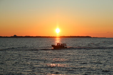 boat at sunset