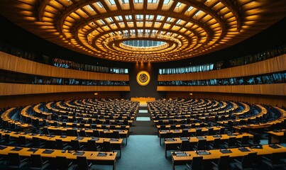 Conference room, congress, leaders, national affairs discussion, political consultation, hall, annual meeting.