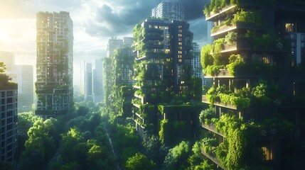 Obraz premium Revolutionizing city living with sustainable urban green spaces