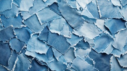 Textured Denim Fabric Background Abstract Blue Jean Patches.