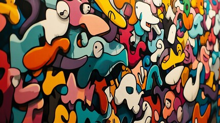 Colorful characters a vibrant digital art installation in urban space