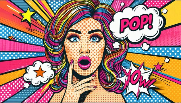 ritratto di ragazza in stile pop art