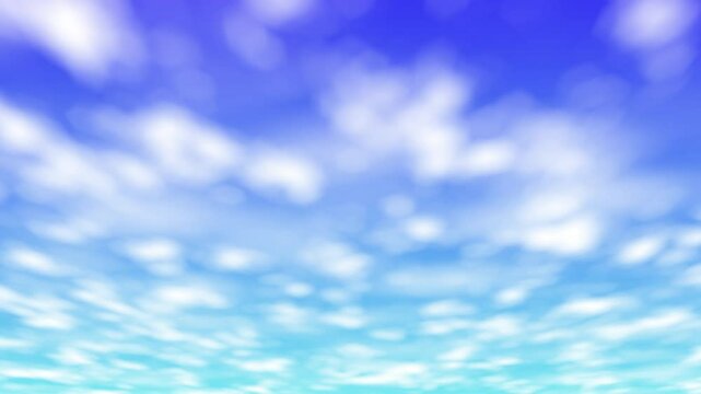 青空背景と水彩画風の雲が流れるアニメーション