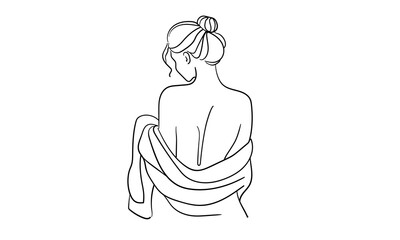 Spa salon continuous line art drawing isolated on white background. Self care and beauty. Vector illustration