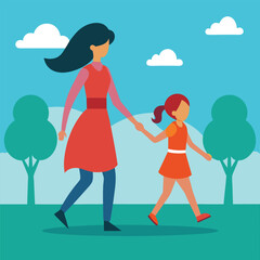 girl-with-her-mother-striding-walking-child-symbol