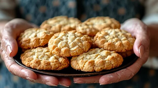 Crispy corn flakes cookies on wooden table, a healthy and delicious snack
