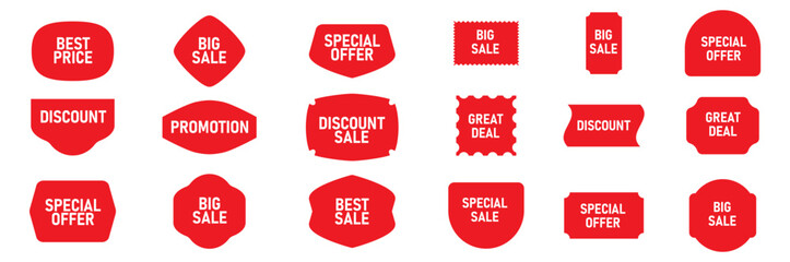 red sale icons banner badge templates