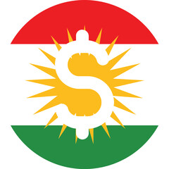 Iraqi kurdistan Flag on US Dollars