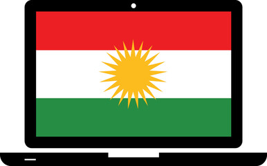 Iraqi kurdistan Flag in Laptop