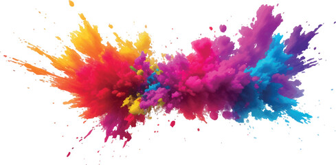 Multicolor powder explosion on White background. Colored cloud. Colorful dust explode. Paint Holi. colorful rainbow Holi paint color powder explosion with bright colors isolated white background.	