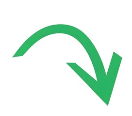 Green curved arrow pointing down
