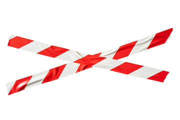 X shape red and white barricade tape