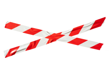 X shape red and white barricade tape