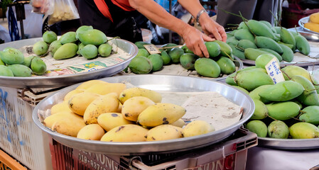 Mangoes sold at a fruit market in Thailand.