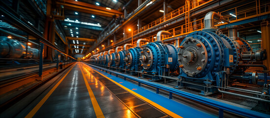 Obraz premium Industrial machinery in a large manufacturing facility. Generative AI