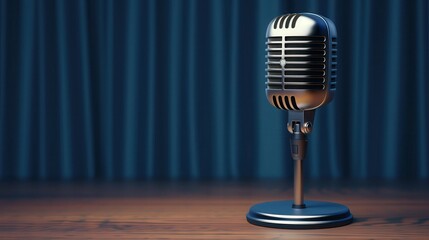 Podcasts offer platforms for interviews. Vintage microphone on a wooden table