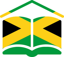 Jamaica flag on Book with symbol icon