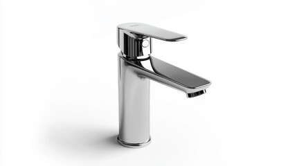 A sleek chrome faucet with a modern design, set against a plain white background, highlighting its minimalist and elegant features.