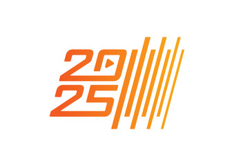orange 2025 logo. 2025 concept for calendar, agenda, annual report
