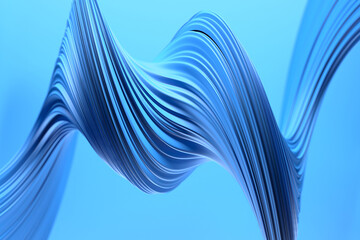 Elegant blue abstract wave pattern on sky background. 3d render.