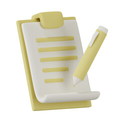 3d icon of contract with sign pen isolated on background