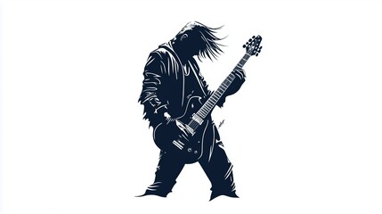 Fototapeta premium Rocker guitarist plays the guitar 2D Logo on a white background