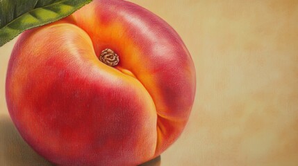 A single peach or nectarine, drawn in detail.