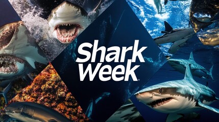 Bold Shark Week Collage with Eye-Catching Text