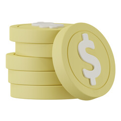 3d icon of gold stacked money coin isolated on background