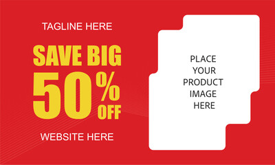 Red and Yellow save big sale offer editable email header
