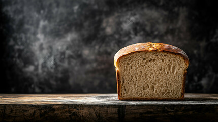 Rustic Loaf of Freshly Baked Bread on Wooden Table
