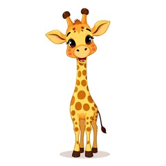 cartoon giraffe with big eyes and a long neck.