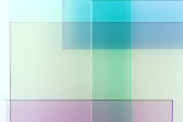 Fototapeta premium Abstract geometric overlapping transparent colorful shapes in modern digital design. 3d render.