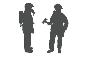 Firefighters group pose silhouette illustration Free 
