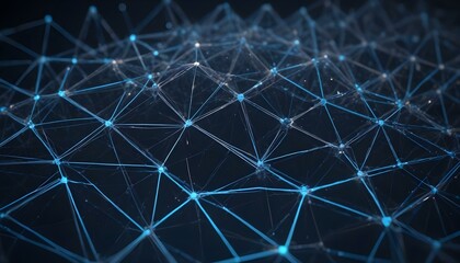 Abstract Cyberspace Network of Lines and Dots Forming a Grid Connecting Particles in a Molecular Space
