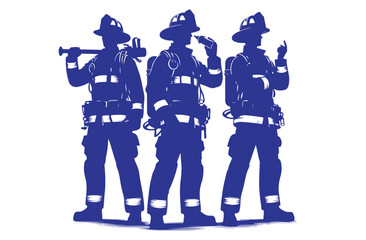 Firefighters group pose silhouette illustration Free 
