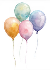 A group of colorful balloons are floating in the air
