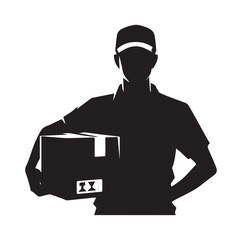 Delivery man silhouette  illustration  vector set