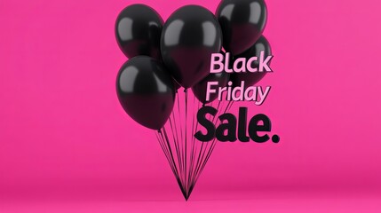 Fototapeta premium Get ready for Black Friday! This sale offers up to 60% off for 24 hours. The ad shows black balloons with 