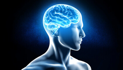 Obraz premium Glowing Human Brain: Abstract Visualization of Mind and Neural Activity