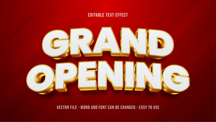 Grand opening editable text effect, gold 3d text style effect