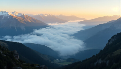 cloudy sunrise over the mountains