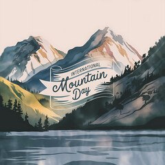International Mountain Day Elegant Cursive Typography with Artistic Touch