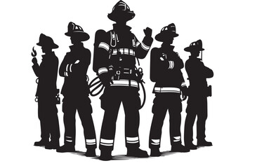 Firefighters group pose silhouette illustration Free 
