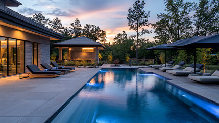 swimming pool at night