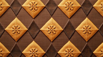 A textured pattern featuring golden diamond shapes and floral designs on a dark background, creating an elegant and sophisticated appearance.