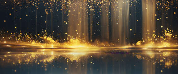 Golden Shimmering Particle Glitter Luxury Background

