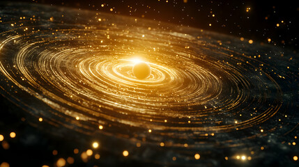 Obraz premium Golden Galaxy 3D Illustration