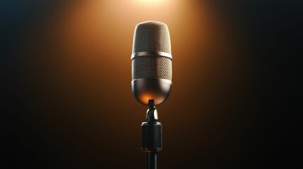 A microphone is lit up and is the focus of the image