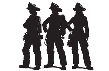 Firefighters group pose silhouette illustration Free 
